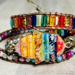 Handmade! Natural Colorful Corn Stone Bracelet